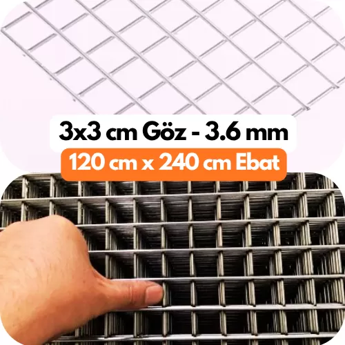 3x3 Göz 120x240 cm Galvanizli Hasır Tel Çiti