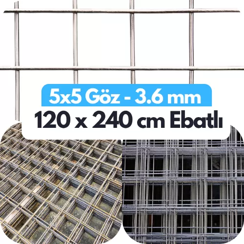 120x240 Hasır Tel, 3.6 mm Hasır Tel, 5x5 Hasır Tel Fiyatı, Galvanizli Hasır Tel 5x5 Gözlü , Kare Puntalı Tel Çit 120 cm x 240 cm, Puntalı Hasır Tel, Hasır Tel Çit Ankara
