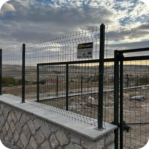 200 cm yeşil duvar çiti, toprak üzerine 200 cm panel çit